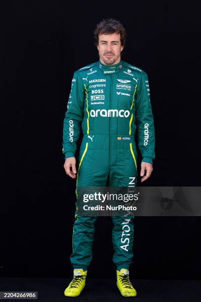 Fernando Alonso of Spain and the Aston Martin Aramco F1 Team looks on during previews ahead of the F1 Grand Prix of Australia at Albert Park Circuit...