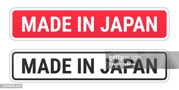 made in japan - red and black labels on white background - make a image with transparent background stock illustrations