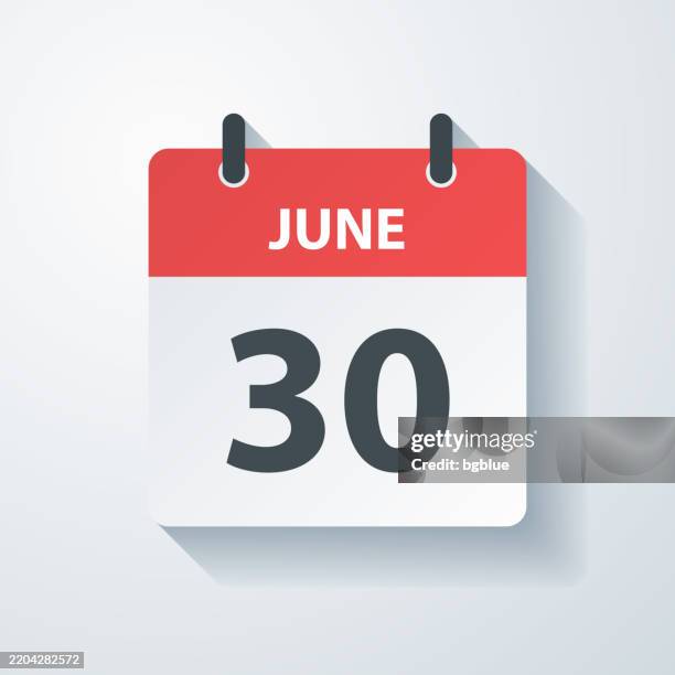 ilustraciones, imágenes clip art, dibujos animados e iconos de stock de 30 de junio - icono de calendario diario con efecto de corte de papel sobre fondo en blanco - fecha tope