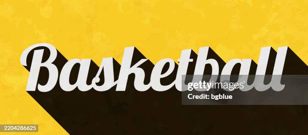 basketball - text with long shadow on textured yellow background - basketball texture background stock illustrations
