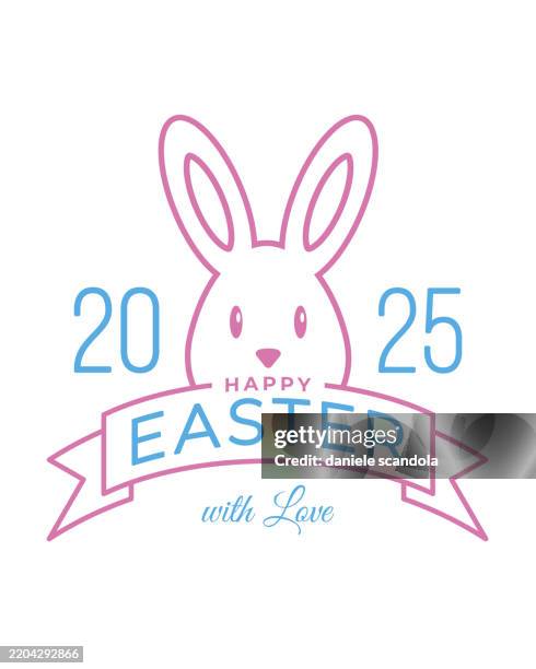 easter card with rabbit and eggs. - bunny easter card stock illustrations