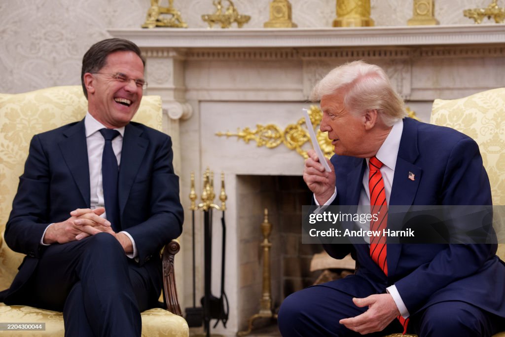 Mark Ruth Secretary Secretary General Mark Rutte laughs as U.S. President Donald Trump ...