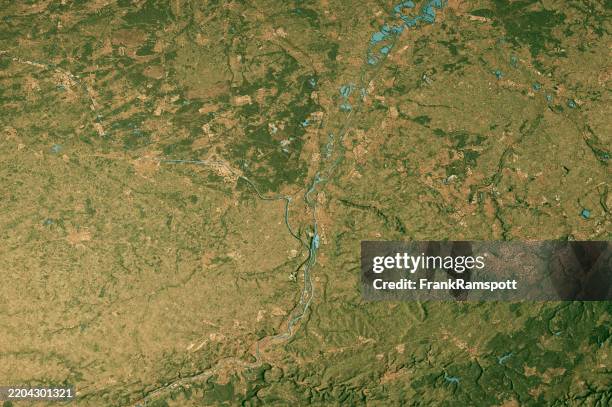 maastricht satellite topographic map 3d render true color - limburg stockfoto's en -beelden