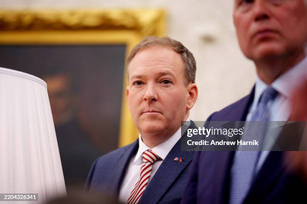 Administrator Lee Zeldin attends a meeting with U.S. President Donald Trump and NATO Secretary General Mark Rutte in the Oval Office of the White...