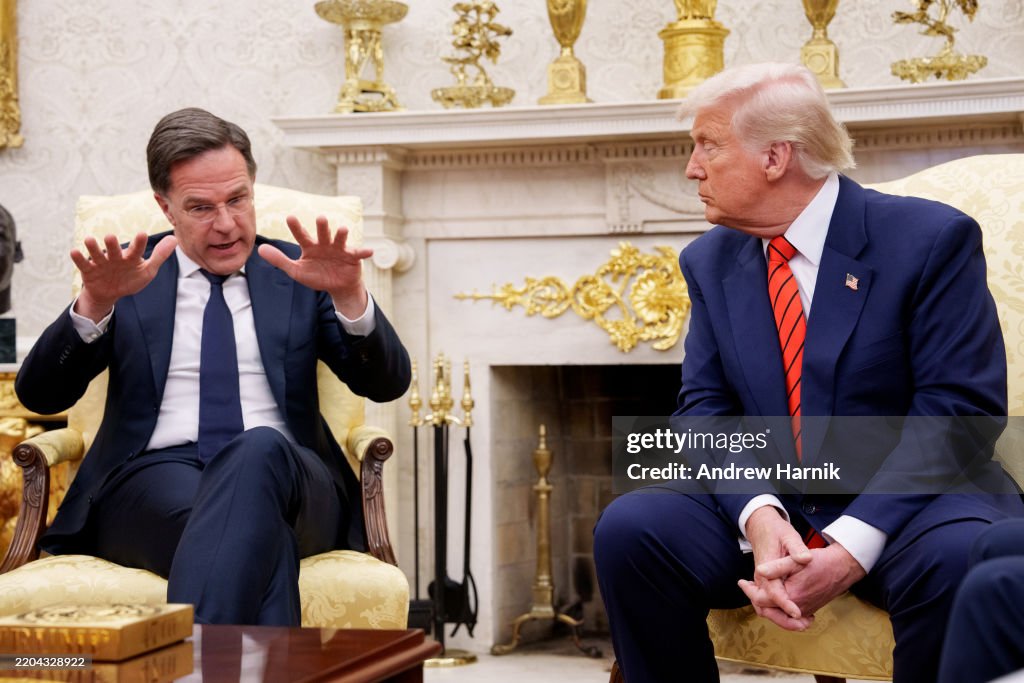 Mark Rutte Office Secretary General Mark Rutte speaks during a meeting with U.S.... News ...