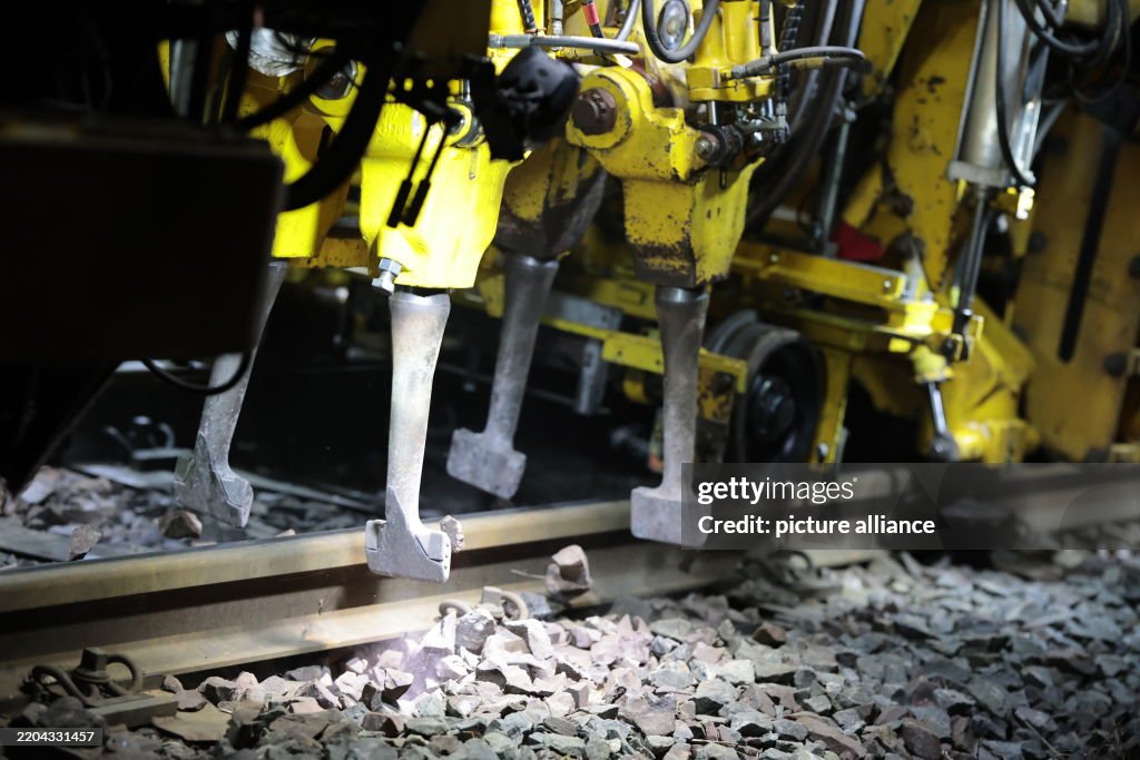 Construction work with a special machine on the Harz narrow-gauge railroads