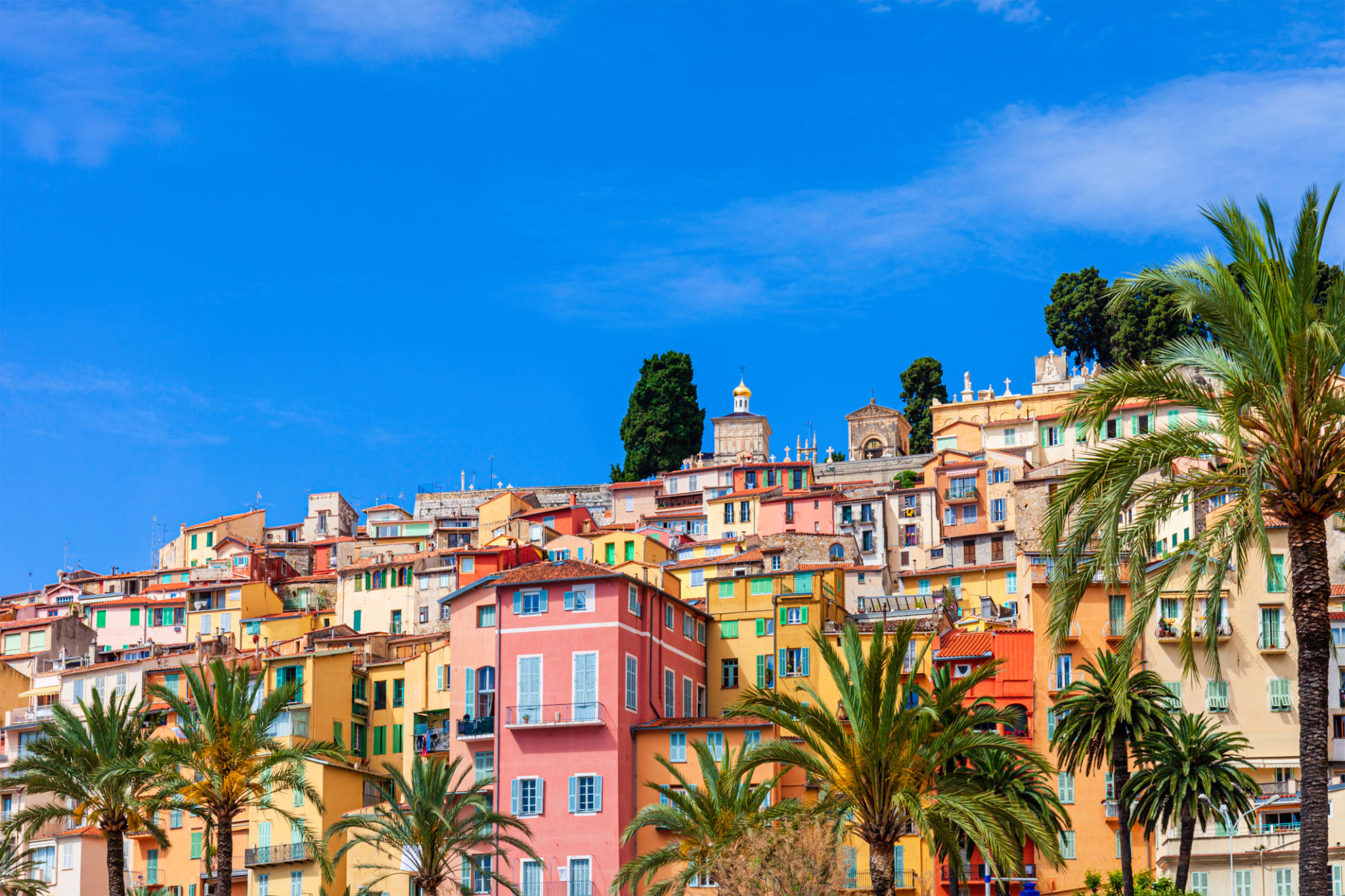 colorful buildings cote d'azur