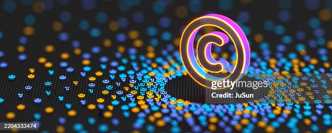 Copyright mark and binary code background. intellectual property and digital technology. 3d illustration Copyright mark and binary code background. intellectual property and digital technology. 3d illustration