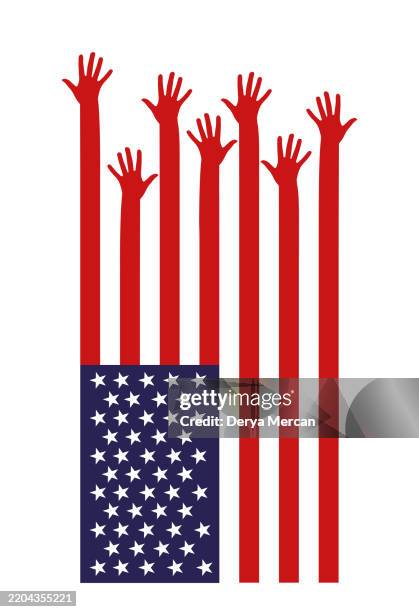 unity in hands. solidarity and hope with the american flag vector stock illustration - citizenship stock illustrations