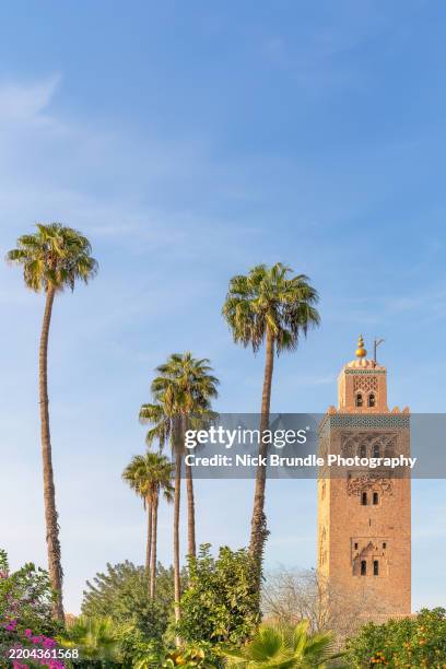 koutoubia mosque, marrakech, morocco - moroccan-culture stock pictures, royalty-free photos & images