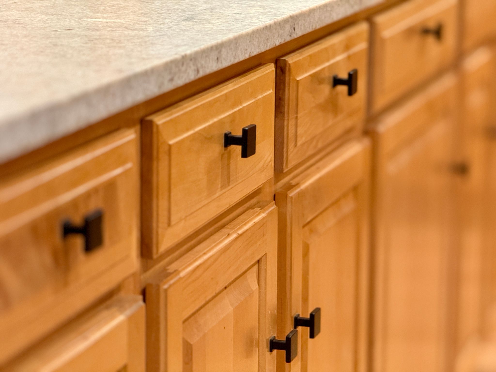 natural wood cabinets