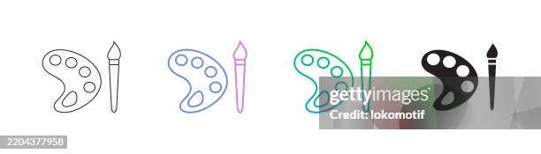 color palette icon has four styles: editable stroke line, duocolor line, gradient line, and solid. it is suitable for web design, mobile apps, ui, ux, and gui design. - art studio stock illustrations