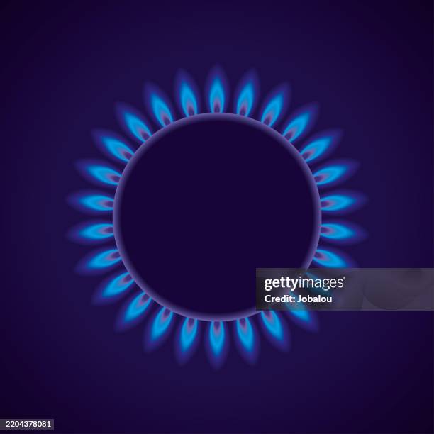 bildbanksillustrationer, clip art samt tecknat material och ikoner med blue flaming gas stove burner - naturgas