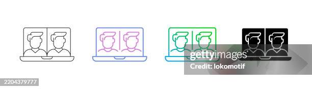 video conference icon has four styles: editable stroke line, duocolor line, gradient line, and solid. it is suitable for web design, mobile apps, ui, ux, and gui design. - virtual teaching stock illustrations