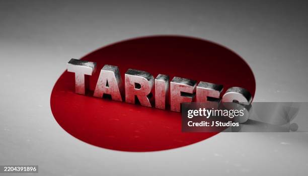 navigating tariffs: japan's trade challenges - japanese flag stock pictures, royalty-free photos & images
