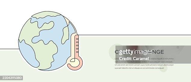 Climate Change Web Banner with Continuous Line Icon Climate Change Web Banner with Continuous Line Icon