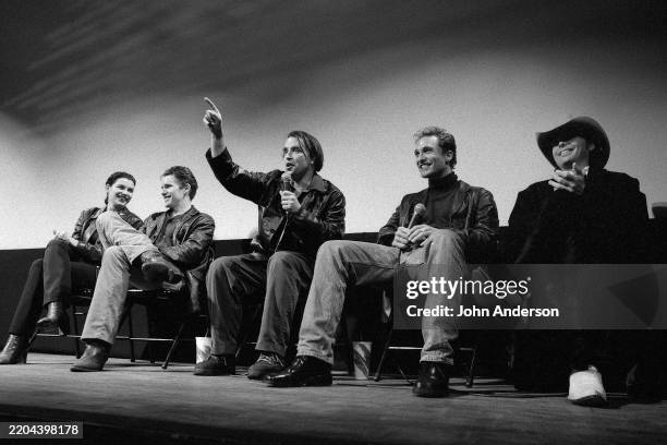 View of panelists during the South by Southwest film festival's 'The Newton Boys' Q&A session at the Paramount Theatre, Austin, Texas, March 14,...