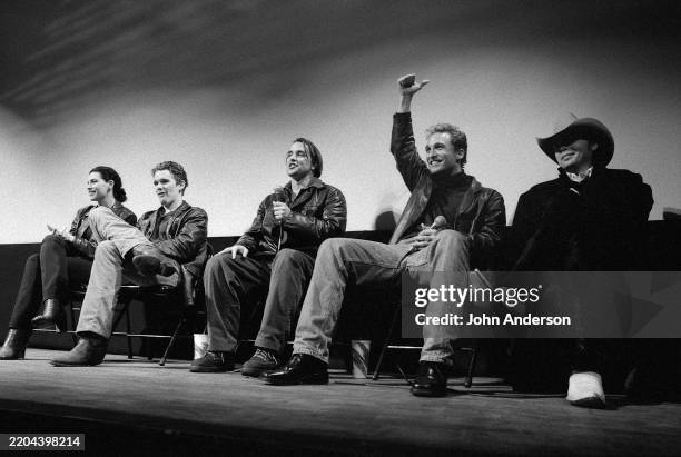 View of panelists during the South by Southwest film festival's 'The Newton Boys' Q&A session at the Paramount Theatre, Austin, Texas, March 14,...