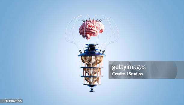 quantum computing and brain synergy - quantum processor stock pictures, royalty-free photos & images