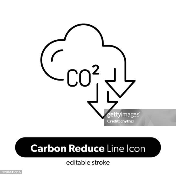 carbon reduce line icon. editable stroke vector icon. - co2 stock illustrations
