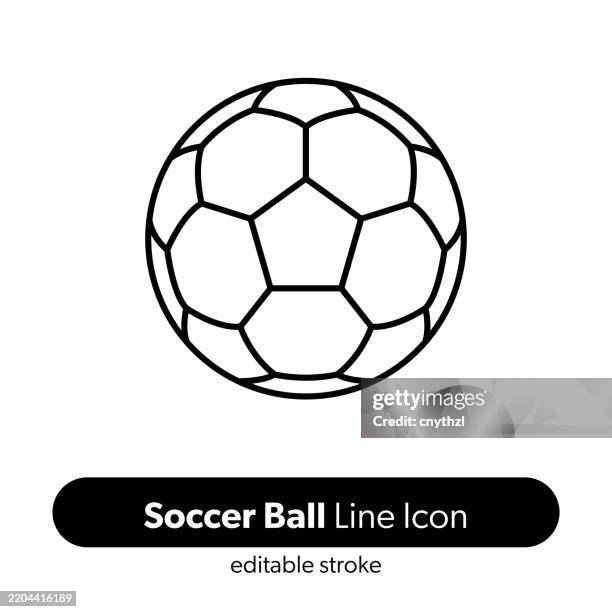 bildbanksillustrationer, clip art samt tecknat material och ikoner med soccer ball line icon. editable stroke vector icon. - fotboll lagsport