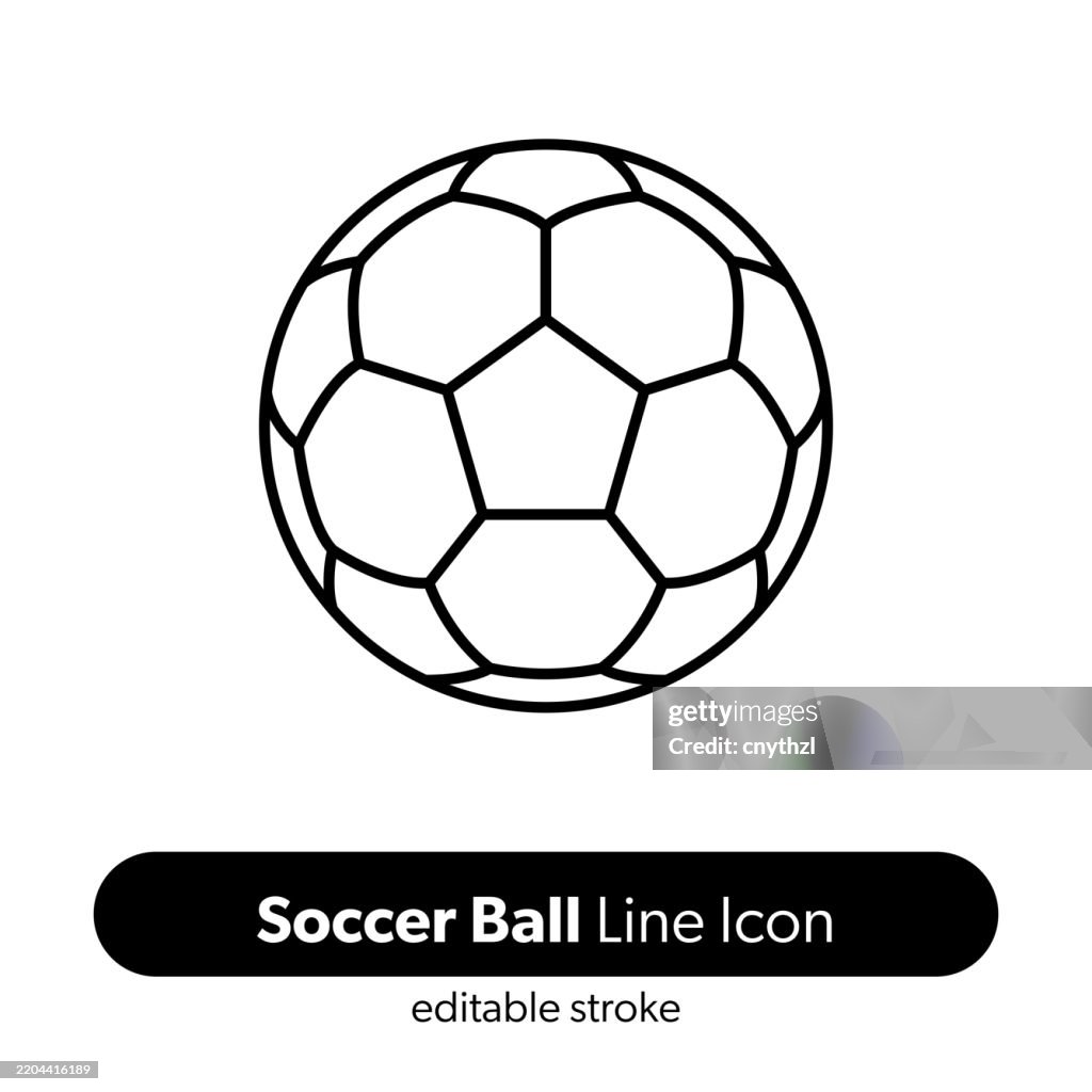 Soccer Ball Line Icon. Editable Stroke Vector Icon.