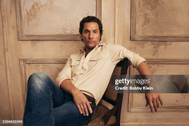 Matthew McConaughey poses in the Getty Images Portrait Studio Presented by IMDb and IMDbPro at SXSW 2025 on March 10, 2025 in Austin, Texas.