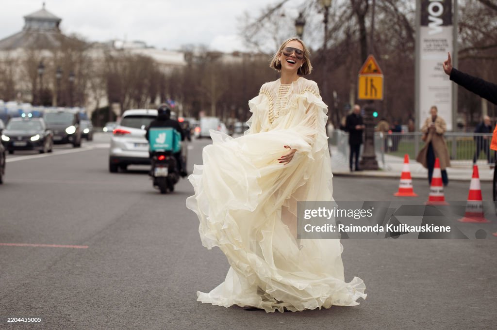 Street Style - Paris Fashion Week - Womenswear Fall/Winter 2025/2026 - Day Eight
