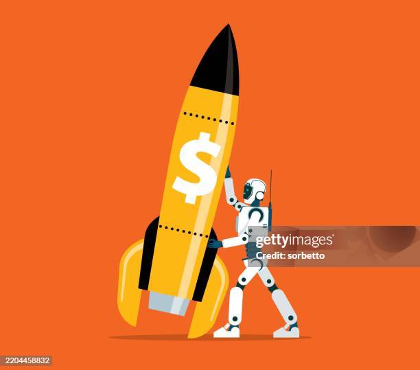 rocket - artificially intelligent - rocket boosters stock illustrations