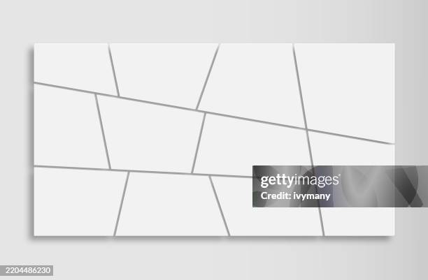 abstract stereoscopic gray geometric pattern photo frames template collage design composition backgrounds - photo collage template stock illustrations