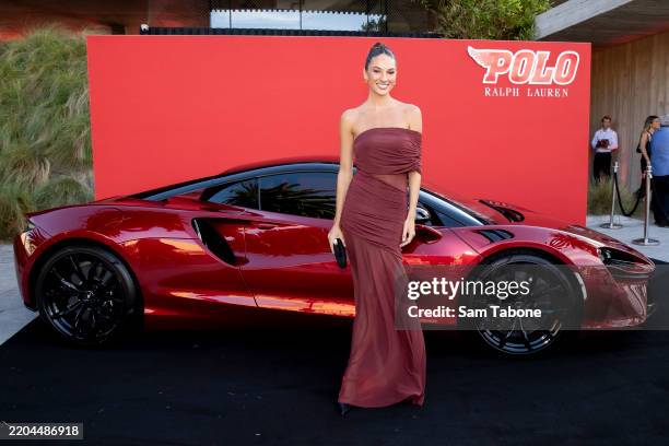 Demi Brereton arrives to see Lando Norris makes his first public debut as a Ralph Lauren ambassador ahead of the Australian Grand Prix at Stokehouse...