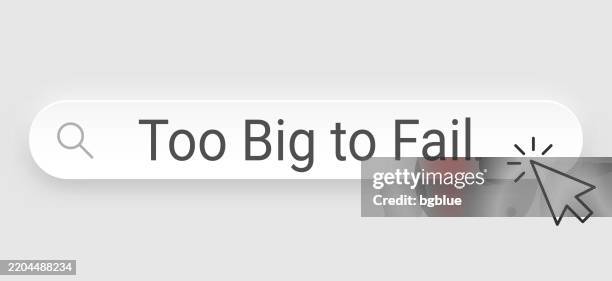 too big to fail - search bar with cursor on blank background - too many packages stock illustrations