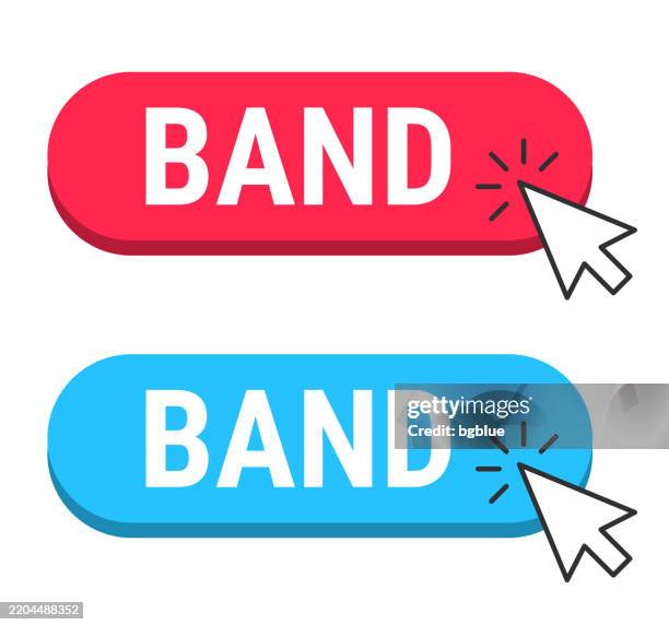 band - red and blue buttons with cursor on white background - blue network cable stock illustrations