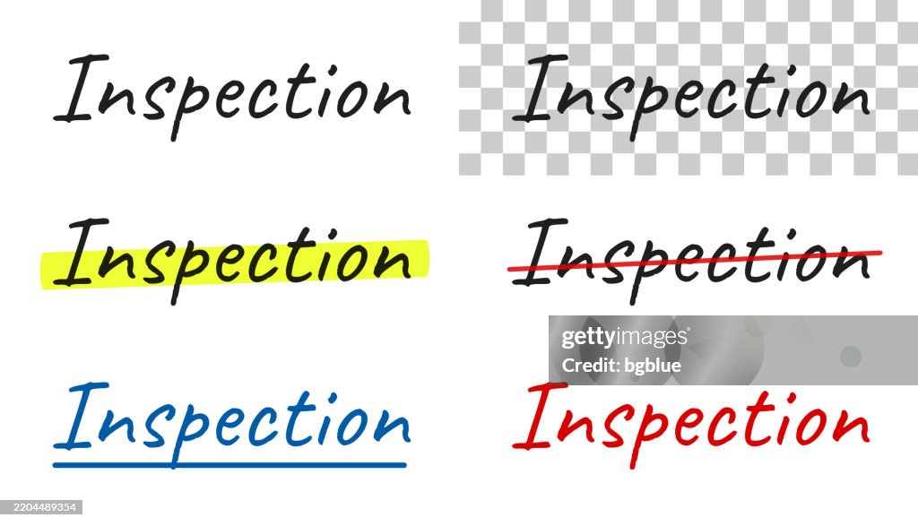 State Inspection Cursive Inspection Handwritten Text Highlighted Crossed Out Underlined On Blank ...