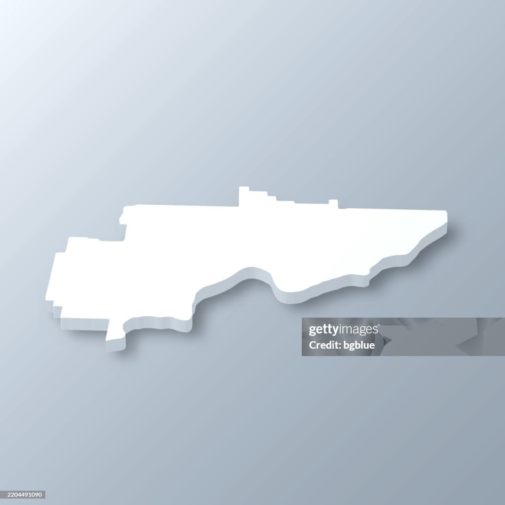 Washington County, Ohio. 3D Map on gray background