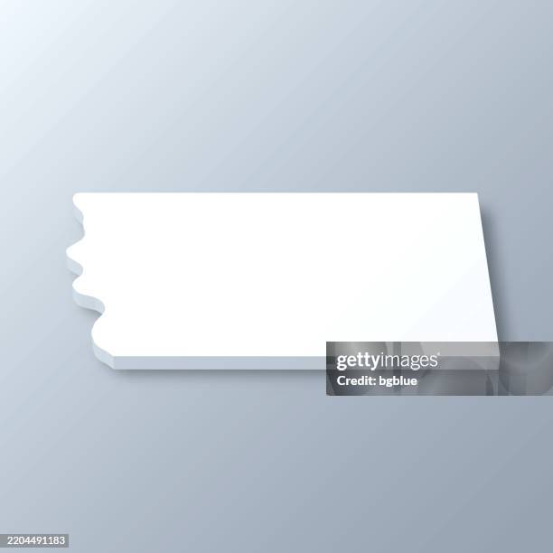 mills county, iowa. 3d map on gray background - milling stock illustrations