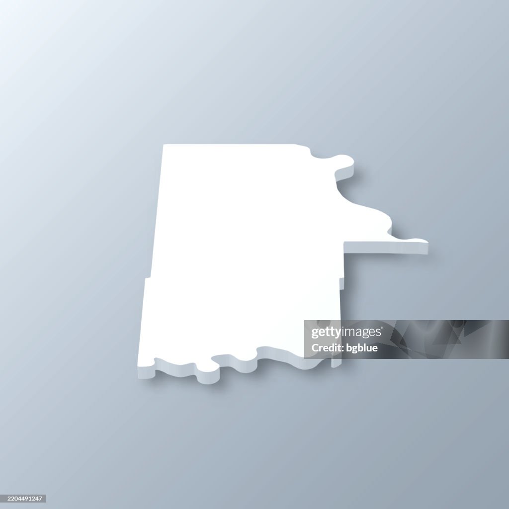 Leavenworth County, Kansas. 3D Map on gray background