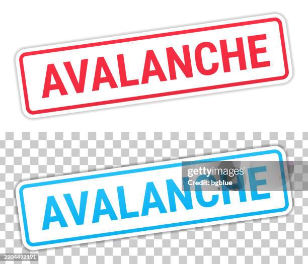 avalanche - red and blue labels on blank background - avalanche stock illustrations