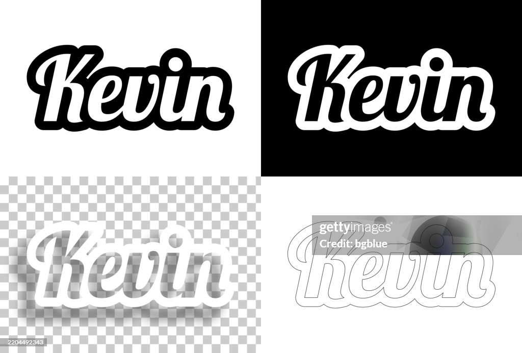 Kevin Writing Kevin Male Name Text For Design Blank White And Black Backgrounds Line ...