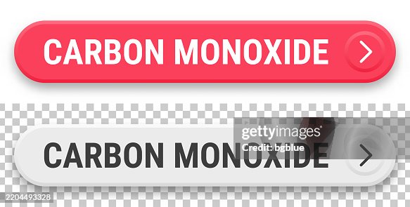 Carbon Monoxide - 3D click web buttons on blank background Carbon Monoxide - 3D click web buttons on blank background