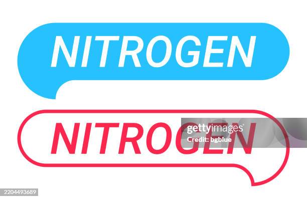 nitrogen - blue and red speech bubble on white background - nitrogen stock illustrations