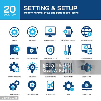 Setting and setup glyph solid icons. Containing update, repair, setup, maintenance solid icons collection. Vector illustration. Perfect pixel on clean white background Setting and setup glyph solid icons. Containing update, repair, setup, maintenance solid icons collection. Vector illustration. Perfect pixel on clean white background