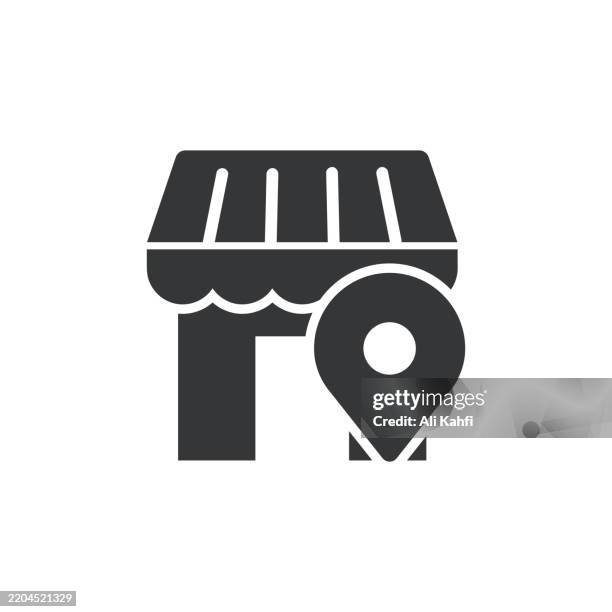 store location glyph solid icon. solid icon that can be applied anywhere, simple, pixel perfect and modern style. - petrol station shop stock illustrations