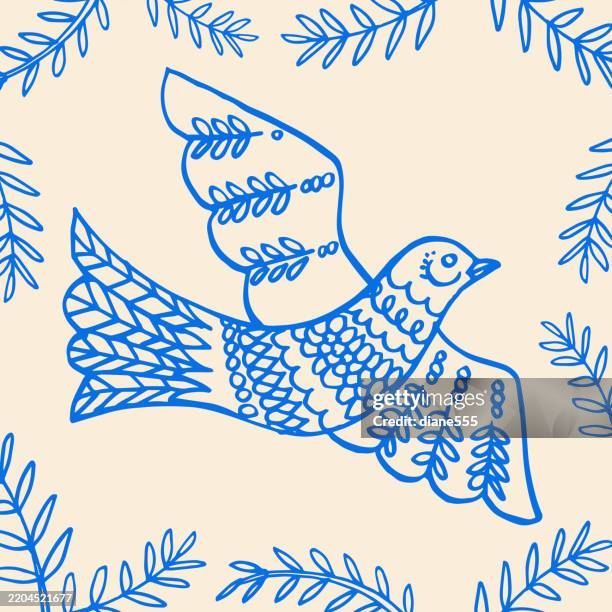 ilustraciones, imágenes clip art, dibujos animados e iconos de stock de paloma de navidad vintage dibujada a mano - paloma ave
