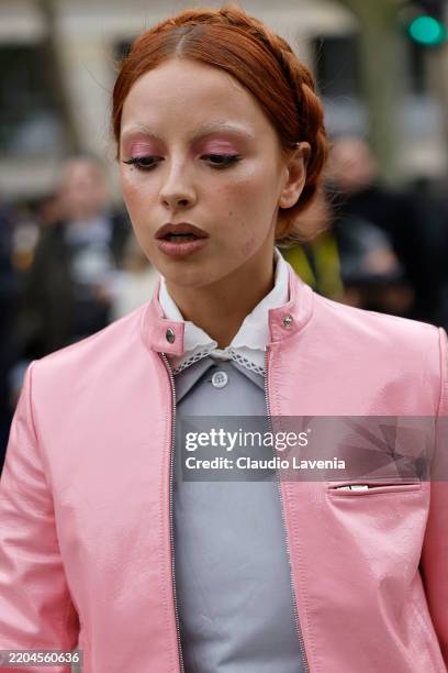 Marie Gaguech, beauty details, outside Miu Miu, during the Womenswear Fall/Winter 2025/2026 as part of Paris Fashion Week on March 11, 2025 in Paris,...