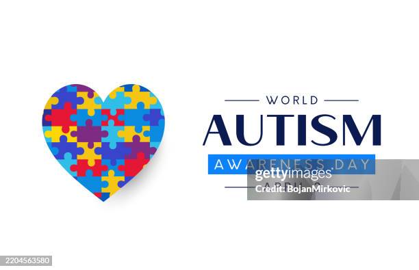 ilustraciones, imágenes clip art, dibujos animados e iconos de stock de cartel del día mundial de concienciación sobre el autismo, tarjeta, 2 de abril. vector - autismo
