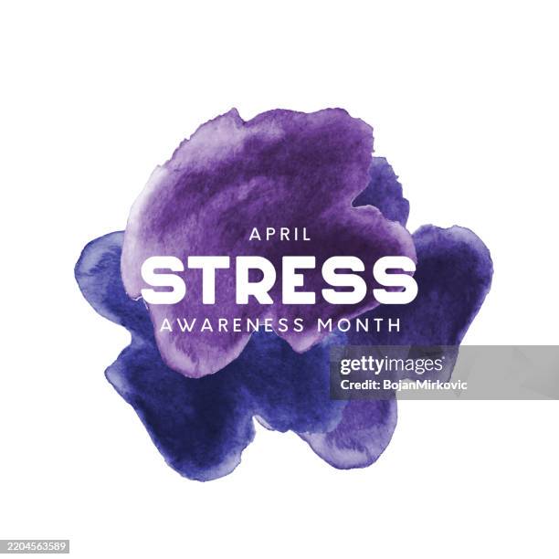 monat des stressbewusstseins aquarellkarte, april. vektor - burnout psychischer zustand stock-grafiken, -clipart, -cartoons und -symbole