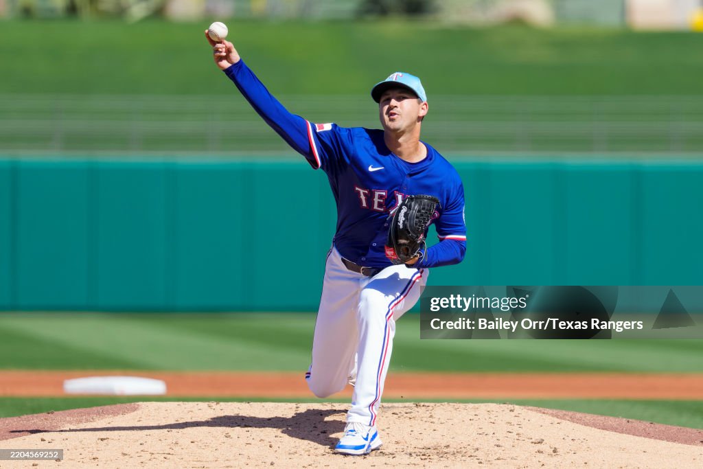 Seattle Rangers Tyler Mahle of the Texas Rangers pitches during a game against the ...