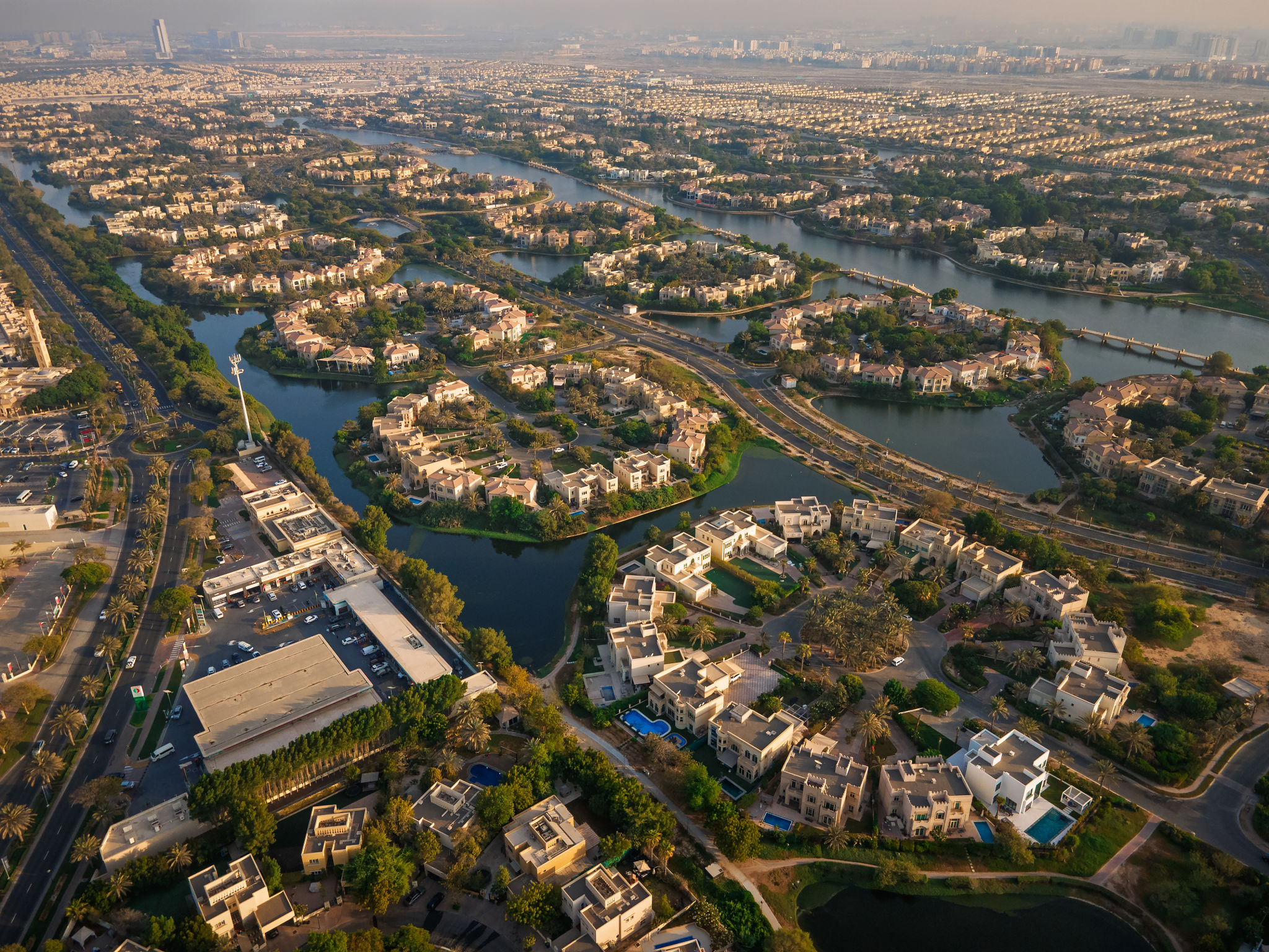 Jumeirah Islands Neighborhood in Dubai, UAE – Aerial View Jumeirah Islands Neighborhood in Dubai, UAE – Aerial View