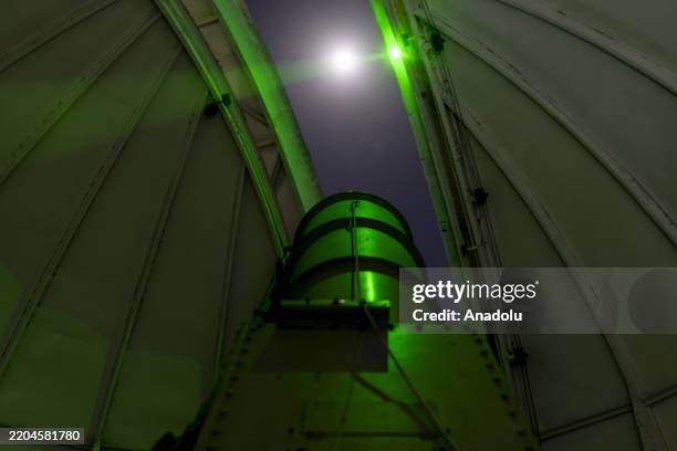 The total lunar eclipse is observed from the Manuel Foster Observatory telescope in Santiago, Chile on March 14, 2025.
